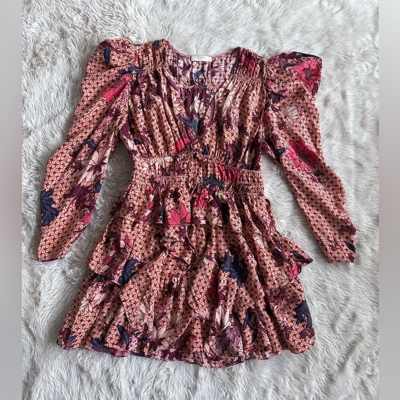 Ulla Johnson Oni Silk Mini Dress in Garden Rose Floral Ruffled Size 10 - Picture 3 of 16